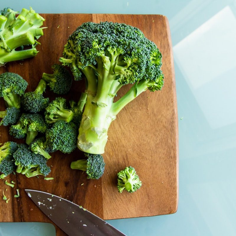 Broccol on a chopping board