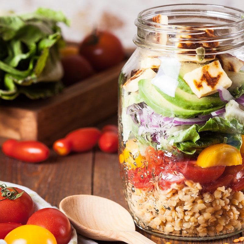 Mason jar of vegan food