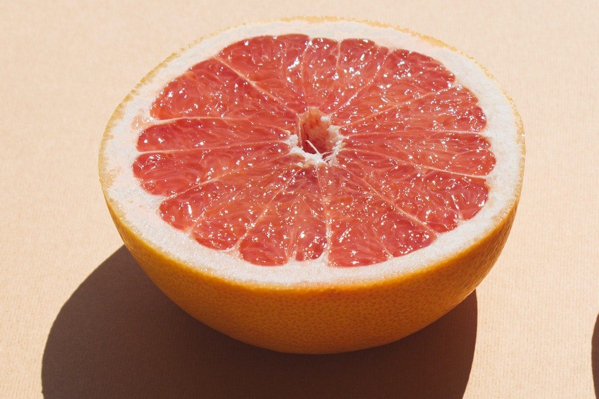 Slice of pink grapefruit