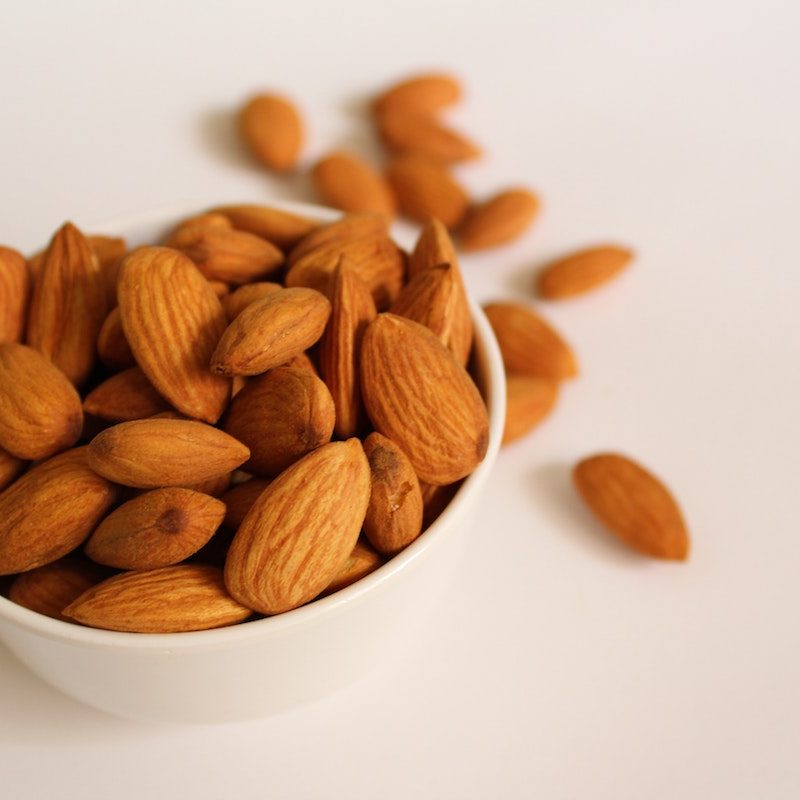 Raw almonds in a bowl
