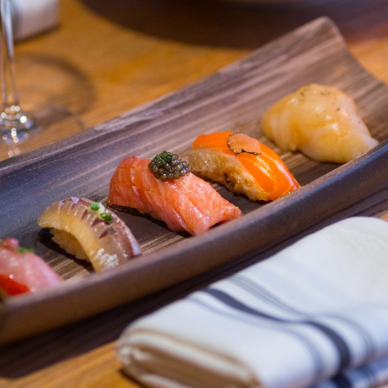 Nigiri Assortment at Koyo on a table. 