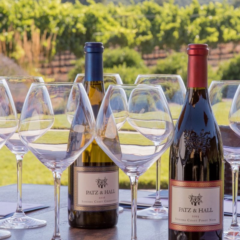 Patz & Hall outdoor tasting spread.