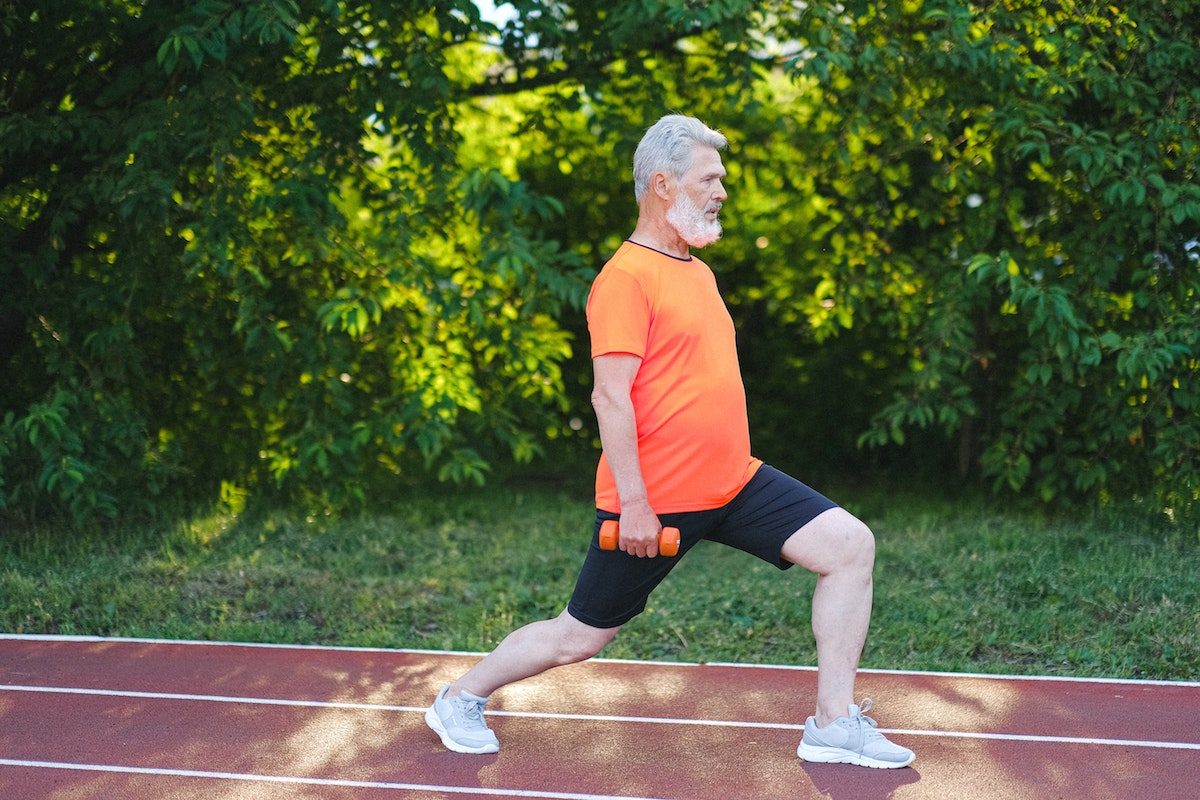 man doing hip lunge.