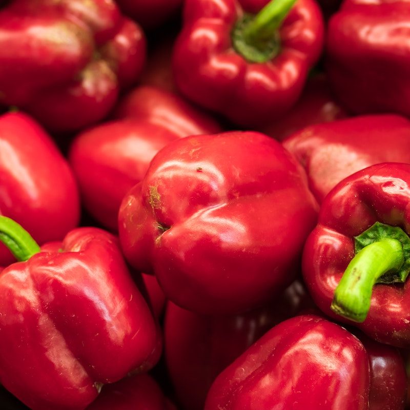 Basket full of red peppers