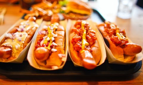 Hot dogs with toppings