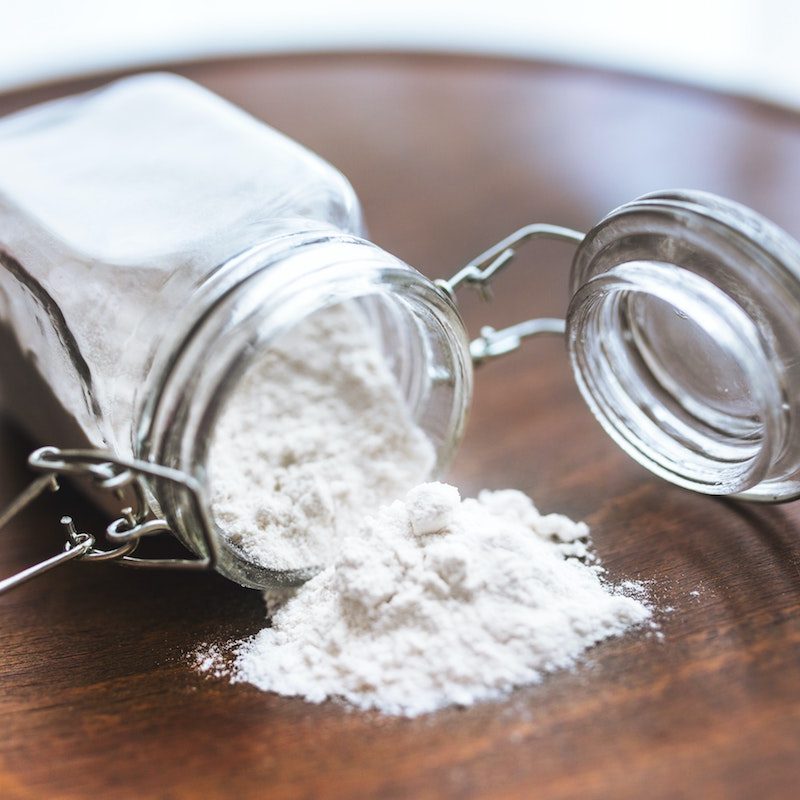 Flour silled on a table