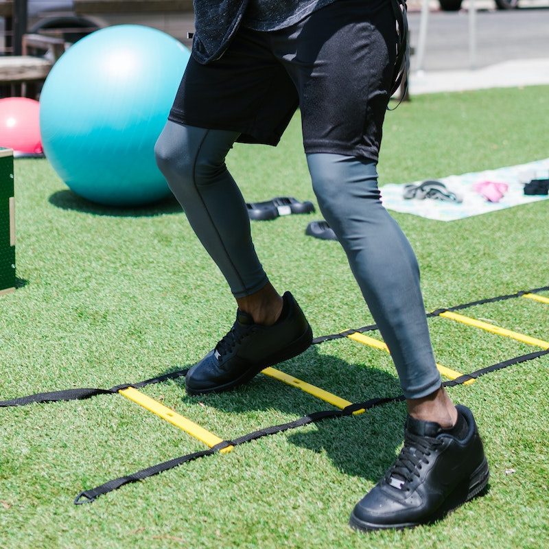 person doing skipping exercises for agility.