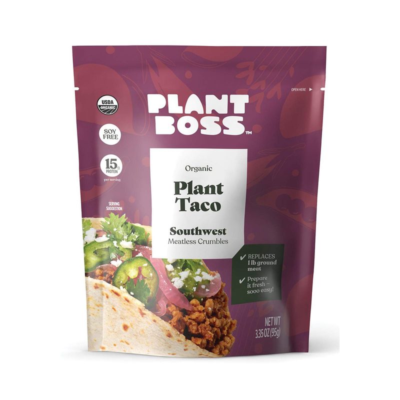 A pack of taco crumbles from Plant Boss.