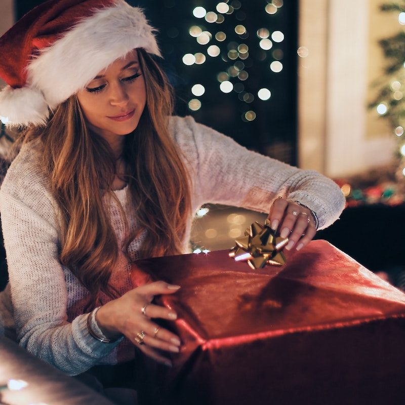 girlfriend receiving gift.