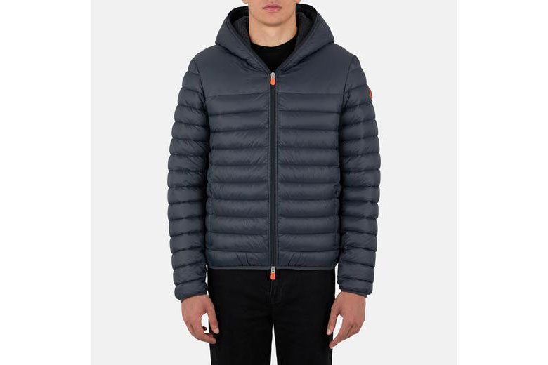 Save The Duck Nathan Faux Fur Lined Hooded Jacket worn by a model.