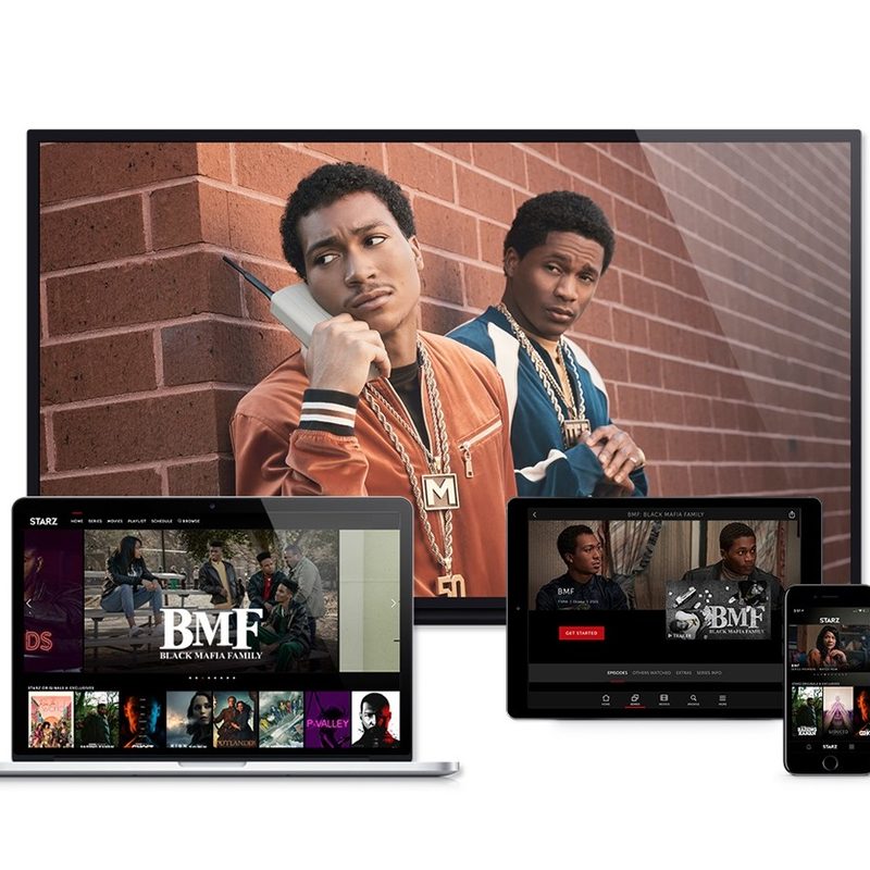 Starz streaming app full list of devices on display.