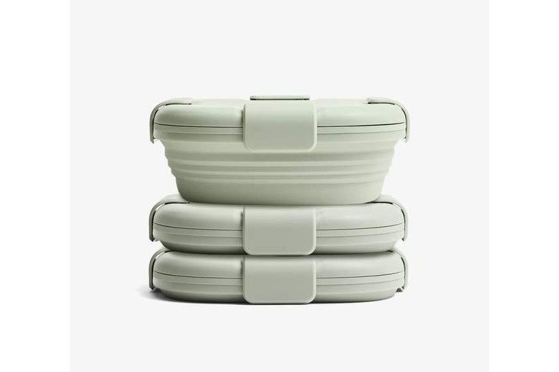 Stojo stackable food storage containers.