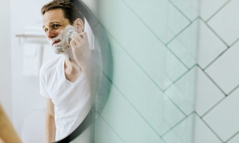 Man shaving with razor burn