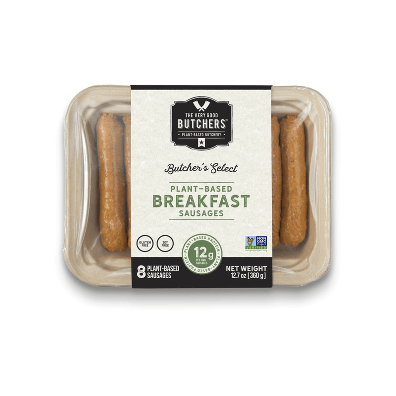 A pack of plant-based sausages from The Very Good Butcher's.
