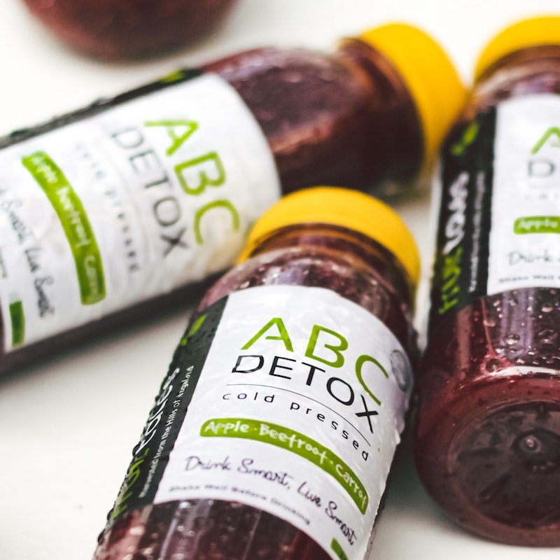 Three bottles of detox juices