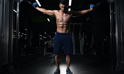 Man doing cable exercises