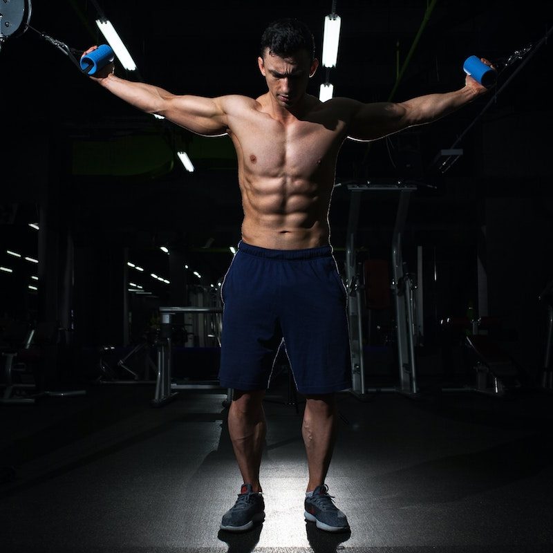 man doing cable exercise.