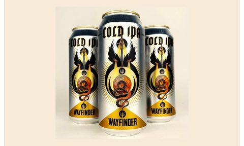 Wayfinder Cold IPA cans on ice.