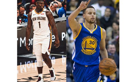 Zion Williamson (left) and Steph Curry (right) occupy opposite ends of the NBA spectrum this season.