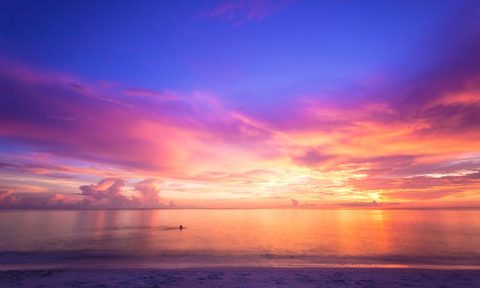 A breathtaking sunset in Miami South Beach, Florida.