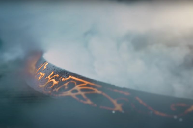 Elven script appear on a Ring of Power being forged in a preview for the coming Amazon Prime Series.