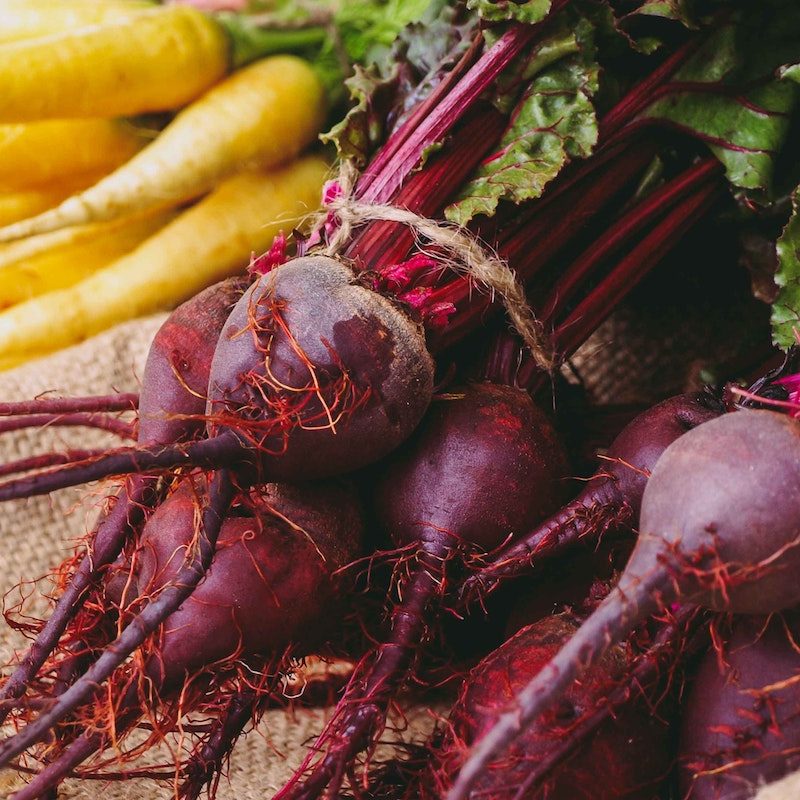 Fresh beets with beet greens.