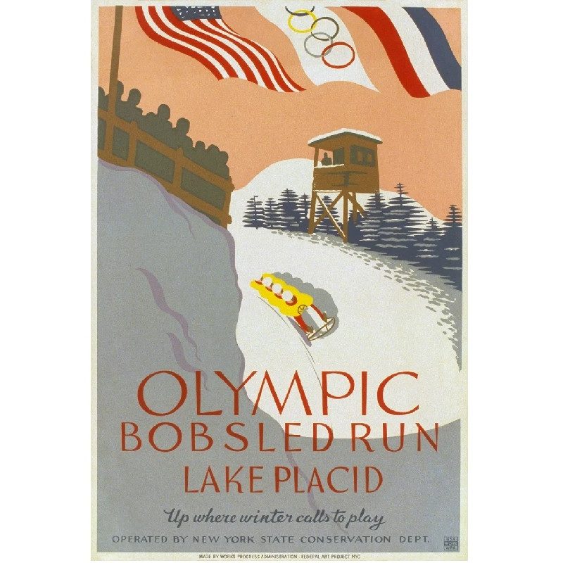 Historic Olympic bobsled poster.