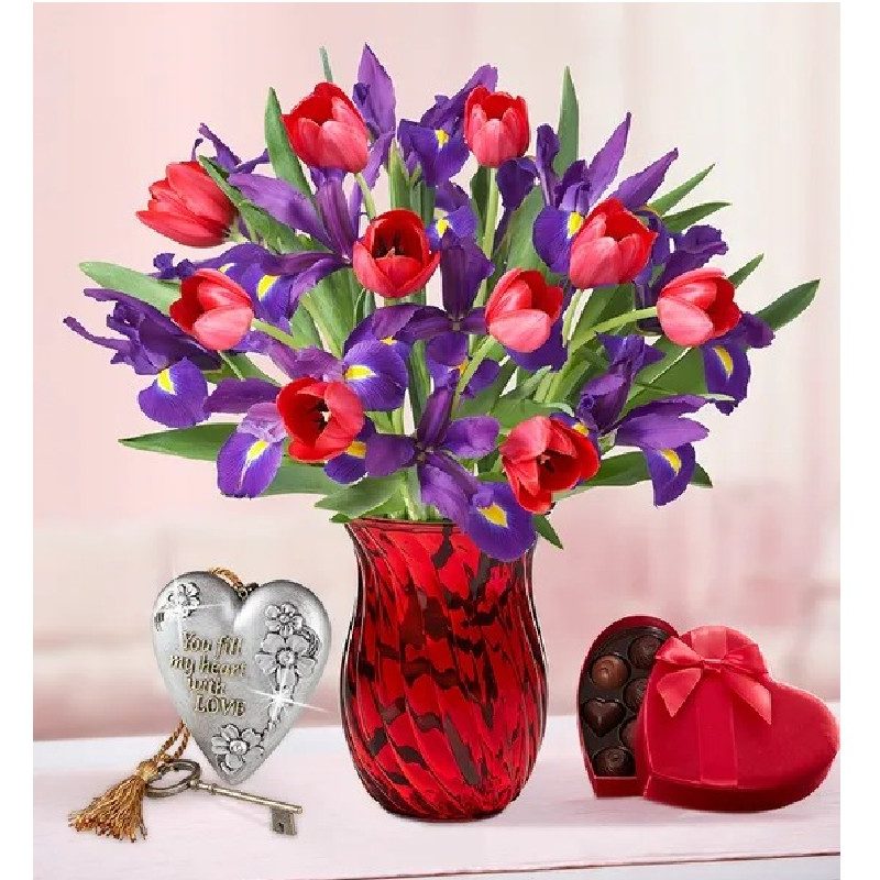 Bunches of Love Tulip & Iris Bouquet from 1-800-flowers.