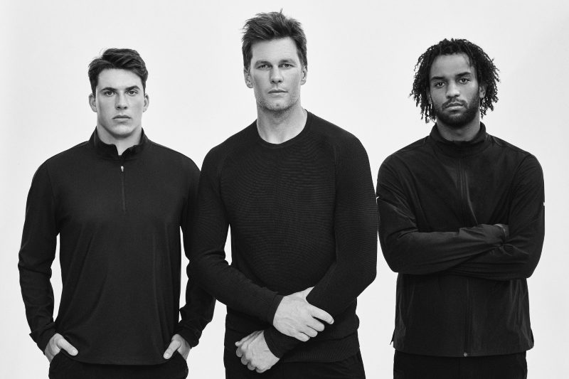 Cade McNamera, Tom Brady, Andrew Fenty in BRADY gear.