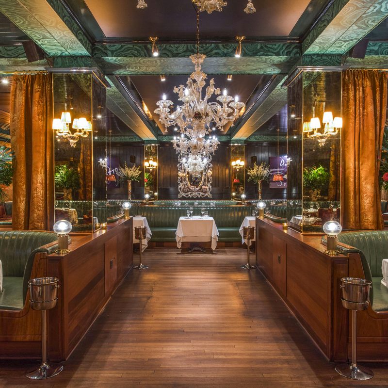 Booths inside Carbone restaurant