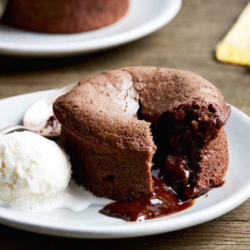 Chocolate Lava Cake on a white plate.