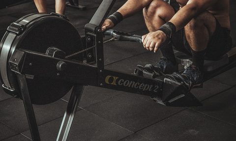 Concept 2 erg rowing machine.