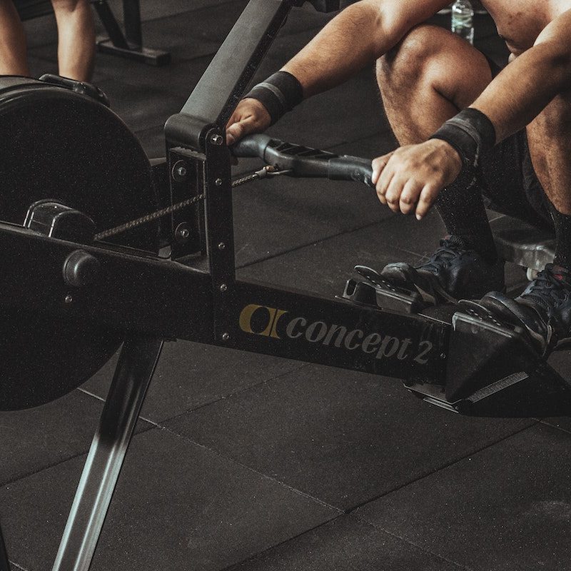 Concept 2 erg rowing machine.