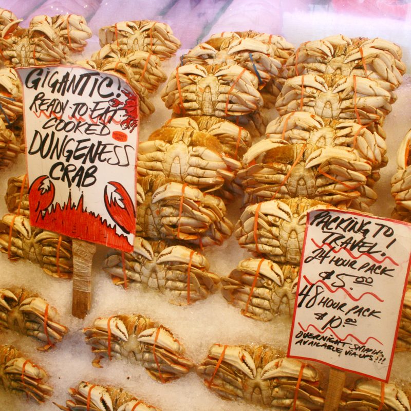 Dungeness crab at market.