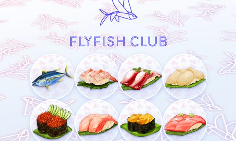 Flyfish Club's graphic images of potential sushi meals that can be accessed via NFT next year in New York City.