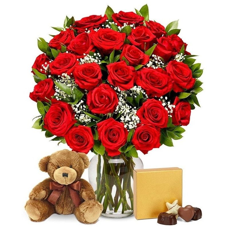 from you flowers bouquet with teddy bear.