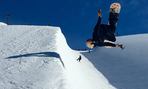 Snowboarder on halfpipe