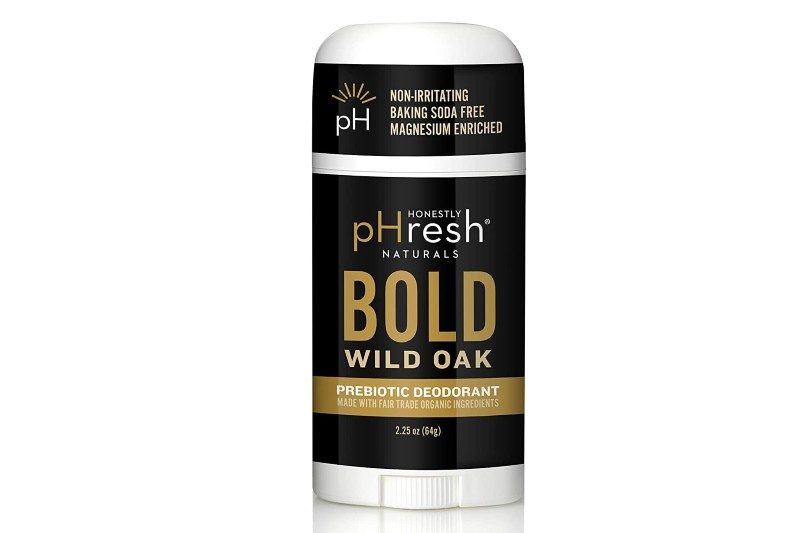 A bottle of Honestly pHresh Men's Prebiotic Natural Deodorant Bold Wild Oak on white background.