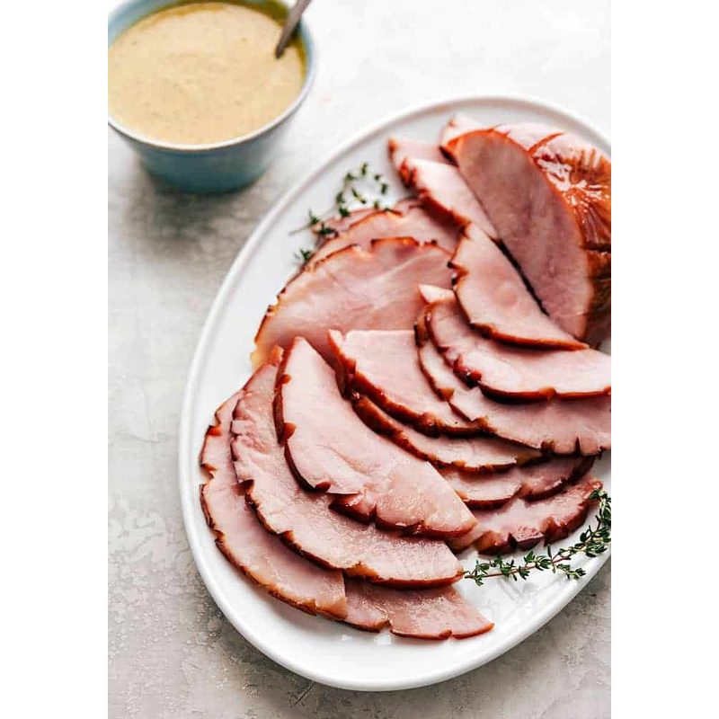 Sliced Ham on Plate