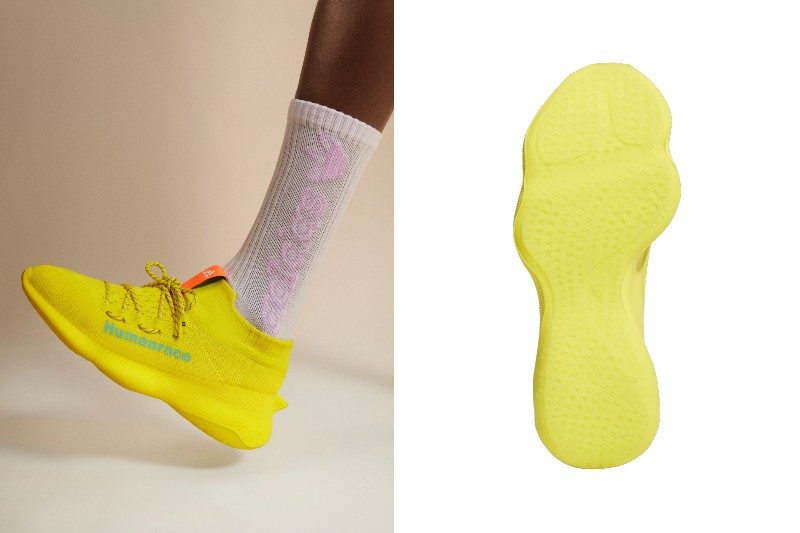 adidas and Pharrell Williams' new Shock Yellow silhouette on the Humanrace Sičhona.