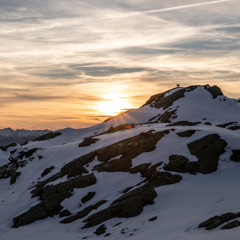 Snow-covered mountainside, France