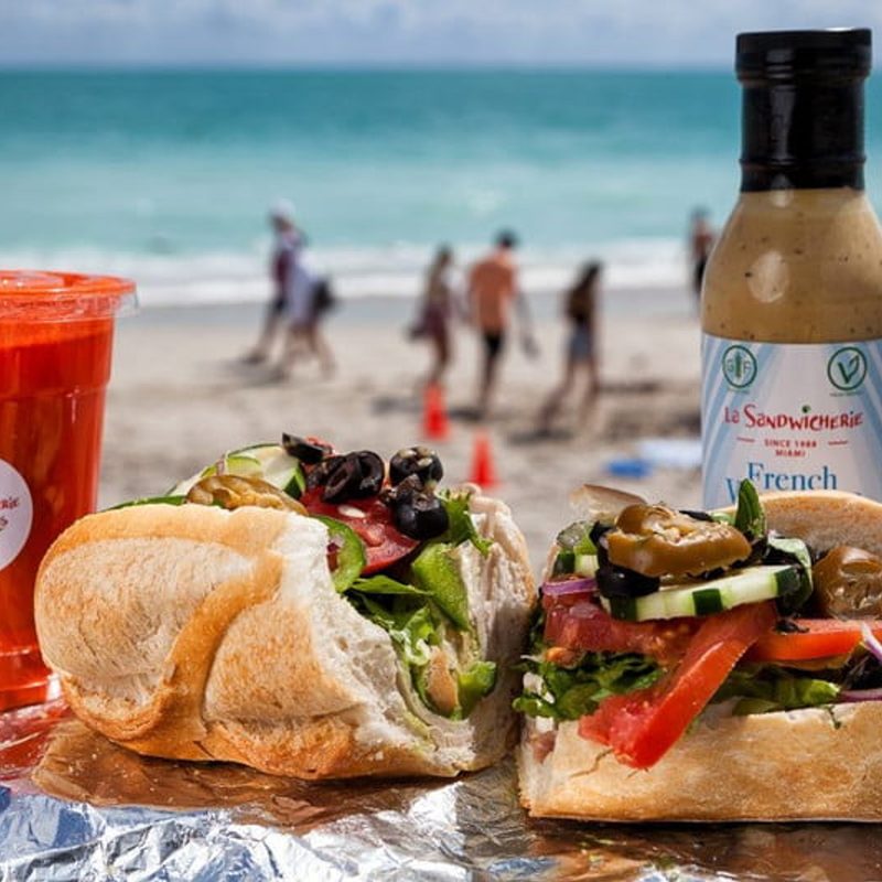 Sandwich and drink from La Sandwicherie