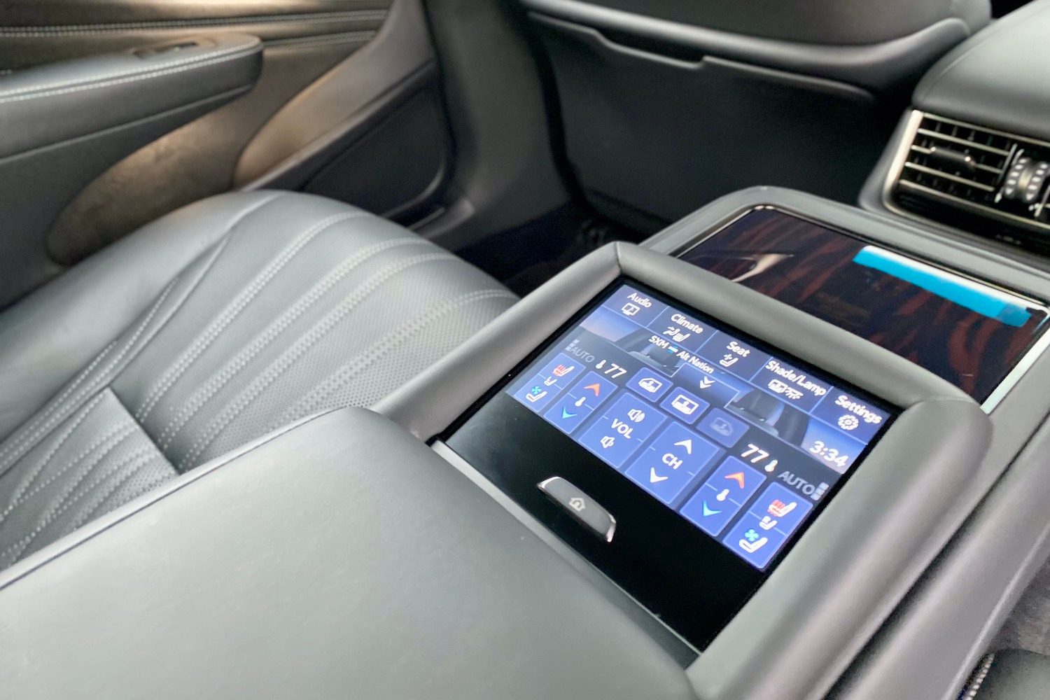 A rear touchscreen in the 2021 Lexus LS500.