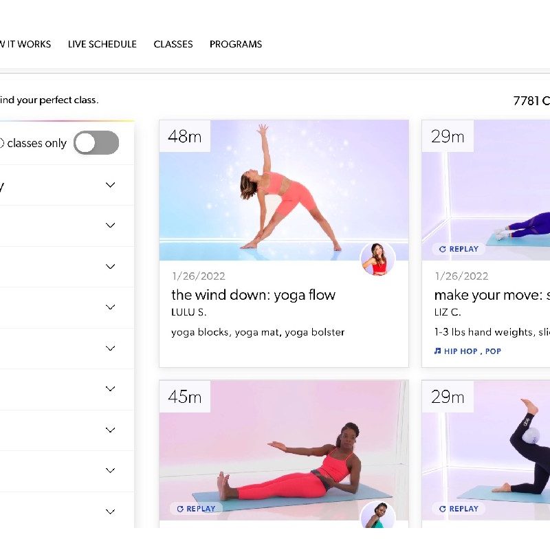 Obé fitness landing page.