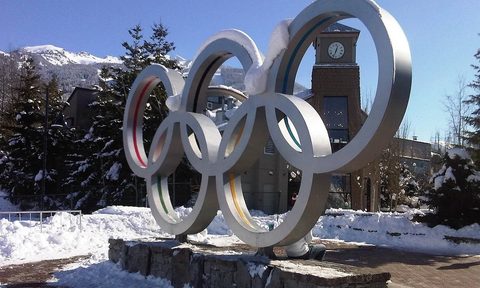Winter Olympics Rings Statue.