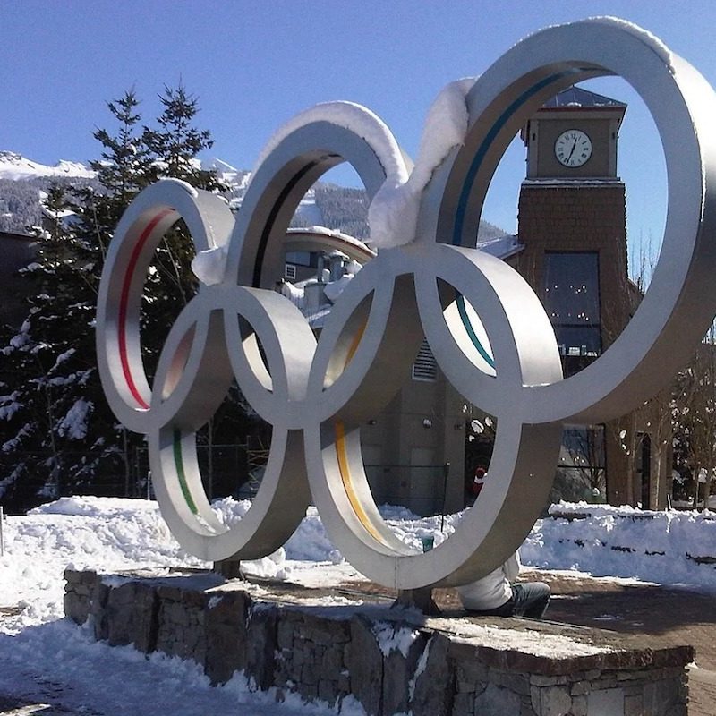 Winter Olympics Rings Statue.