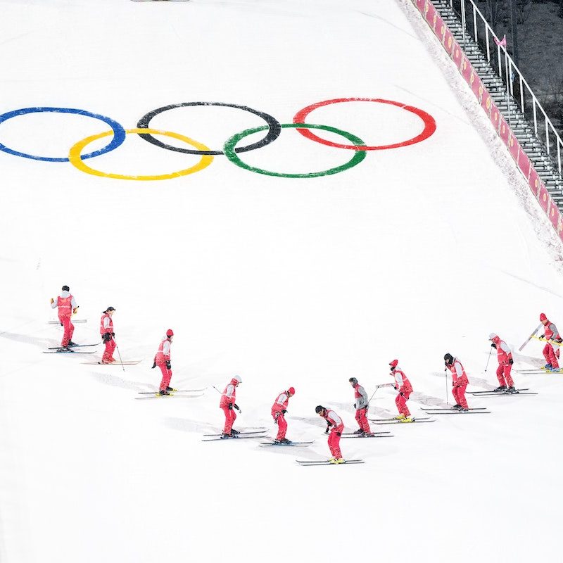 Skiing at the olympics.