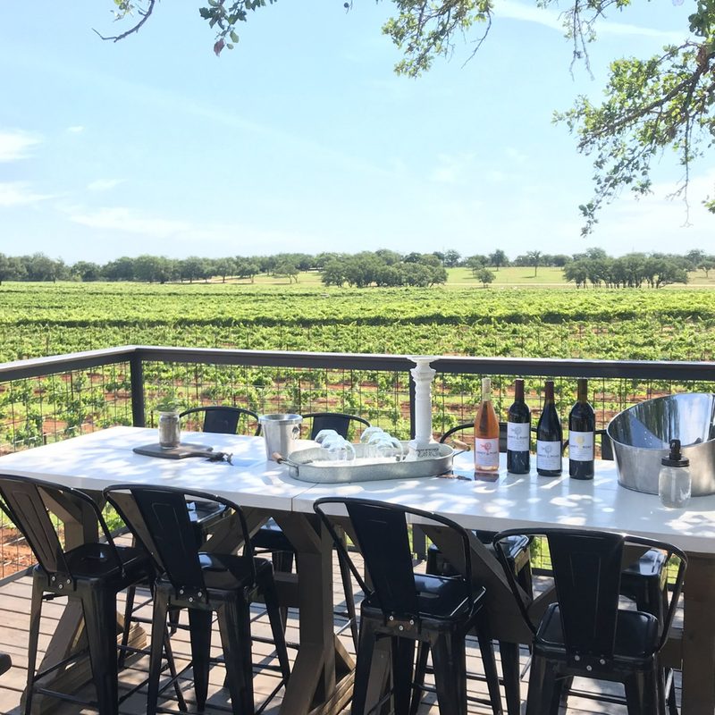 Sandy Road Vineyards outdoor tasting table.