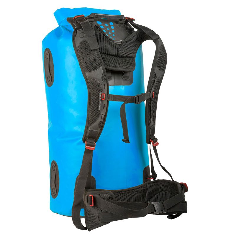 Sea to Summit Hydraulic Dry Pack in blue on a white studio background.