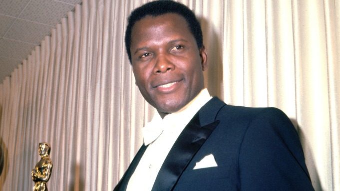A scene from the play A Raisin in the Sun in 1959 (on the left), with (from left) Louis Gossett Jr. as George Murchison, Ruby Dee as Ruth Younger, and Poitier as Walter Younger. On the right, Poitier receives the 2009 Presidential Medal of Freedom from then President Barack Obama.